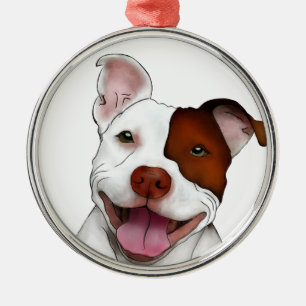 Happy Smiling Pitbull Metal Tree Decoration