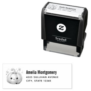 Happy Smiling Pumpkin with Stars Address Self-inking Stamp