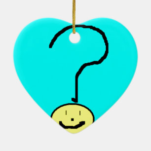 Happy Smiling Question Mark Emoji, Kids Art Ceramic Ornament