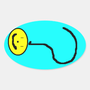 Happy Smiling Question Mark Emoji, Kids Art Oval Sticker