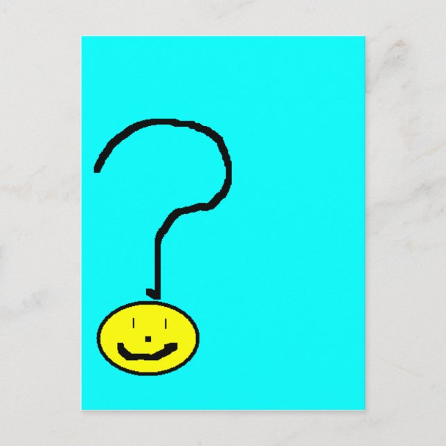 Happy Smiling Question Mark Emoji, Kids Art Postcard (Front)