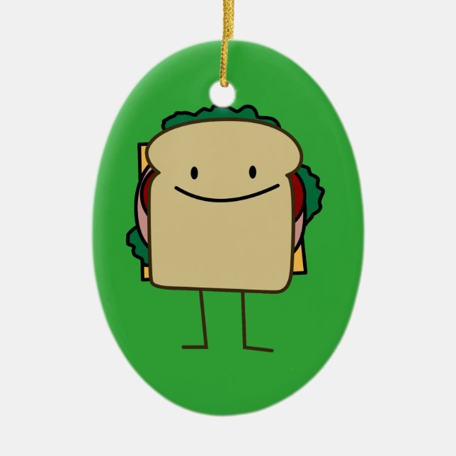 Happy Smiling Sandwich - Classic Ceramic Ornament (Front)