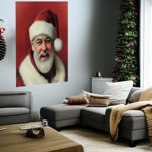 Happy smiling Santa Clause   AI Art Poster