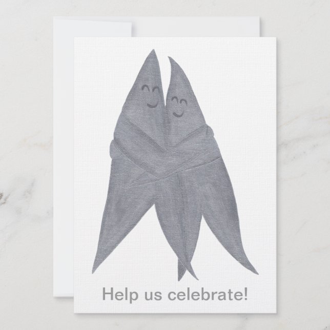 Happy Smiling Silver Stars Couple Wedding Invites (Front)