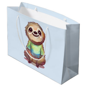 Happy Smiling Sloth Sitting Relaxed Large Gift Bag