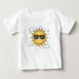 Happy Smiling Sun Cartoon - Minimalist Kawaii Suns Baby T-Shirt