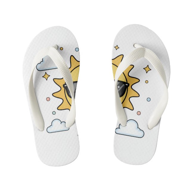 Happy Smiling Sun Cartoon - Minimalist Kawaii Suns Kid's Thongs (Footbed)