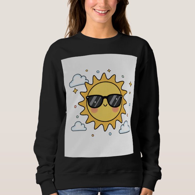 Happy Smiling Sun Cartoon - Minimalist Kawaii Suns Sweatshirt (Front)