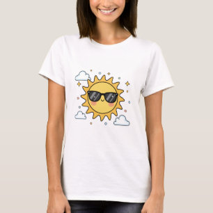 Happy Smiling Sun Cartoon - Minimalist Kawaii Suns T-Shirt