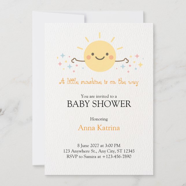 Happy Smiling Sun with Sparkling Magic Invitation (Front)