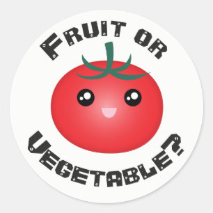 Happy Smiling Tomato Fruit Vegetable Kawaii Classic Round Sticker