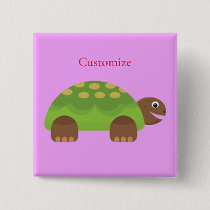 Happy Smiling Turtle Thunder_Cove 15 Cm Square Badge