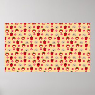 Happy smiling vegetable background pattern cartoon poster