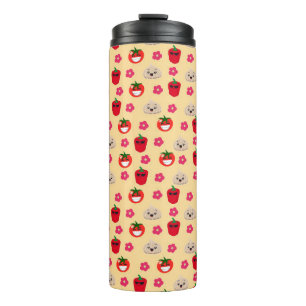 Happy smiling vegetable background pattern cartoon thermal tumbler