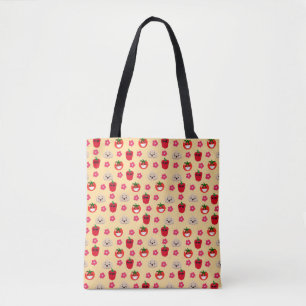 Happy smiling vegetable background pattern cartoon tote bag