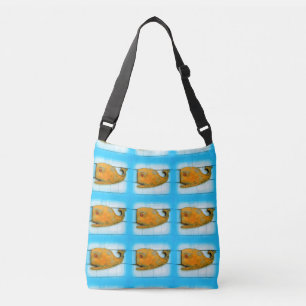 happy smiling whale blue crossbody bag