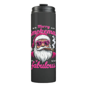 Happy Smokemas Funny Santa with Big Cigar Thermal Tumbler