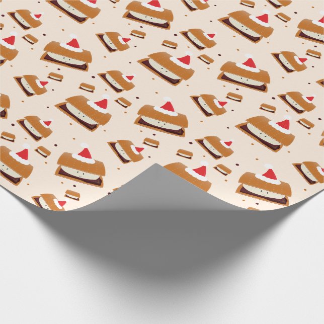 Happy S'more Santa Hats Food Christmas Wrapping Paper (Corner)