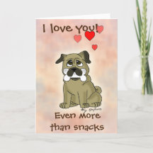 Happy Snack Pug Dog Valentine's Day Card