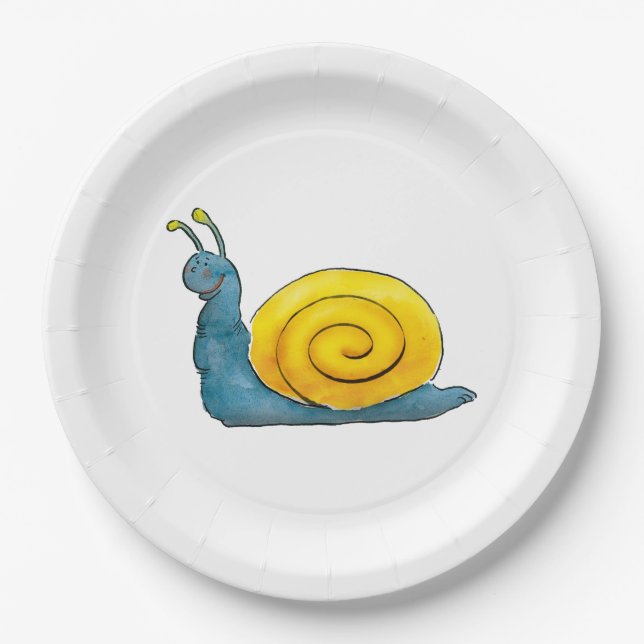 Happy snail | Adorable Animal Paper Plate (Front)