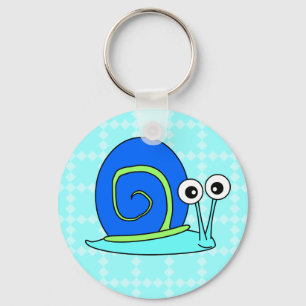 Happy Snail Cartoon Keychain - Blue