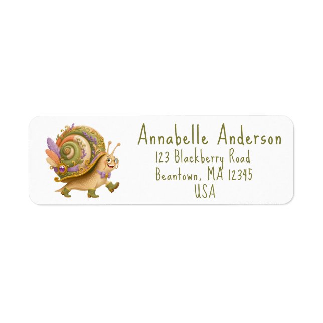Happy Snail Mail Personalise Label Return Address Label (Front)