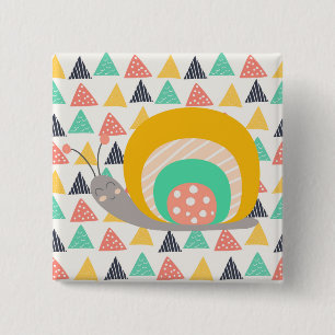 Happy Snail on Triangles 15 Cm Square Badge