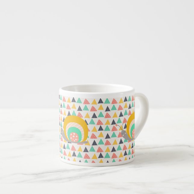 Happy Snail on Triangles Espresso Cup (Front Right)