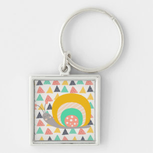 Happy Snail on Triangles Key Ring