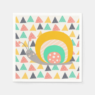 Happy Snail on Triangles Napkin