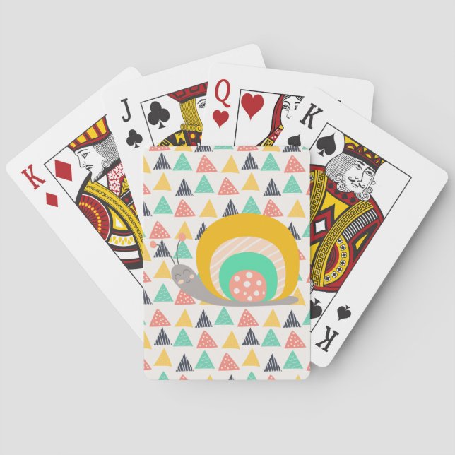 Happy Snail on Triangles Playing Cards (Back)