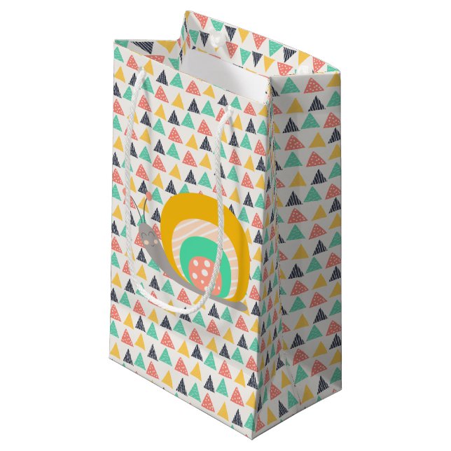 Happy Snail on Triangles Small Gift Bag (Front Angled)