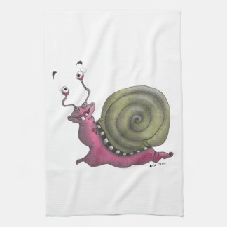 Happy snail tea towel