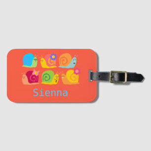 Happy snails cute snails luggage tag