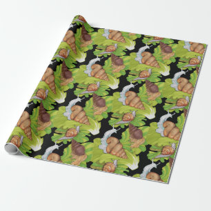 Happy Snails on Lettuce Leaf Art Wrapping Paper