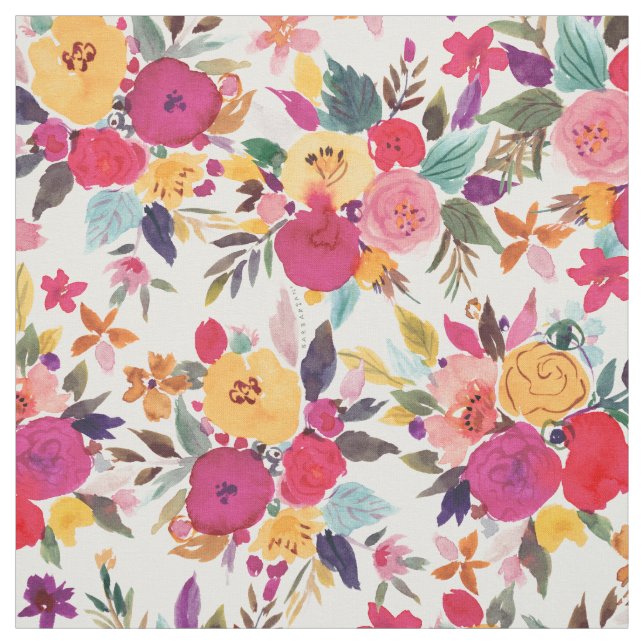 HAPPY SNAPPY Colourful Floral Watercolor Fabric (Swatch)