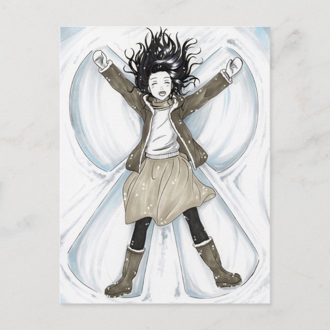 Happy Snow Angel Holiday Postcard (Front)