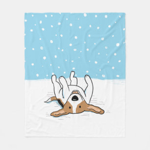 Happy Snow Beagle Dog Lover's Winter Holiday Fleece Blanket