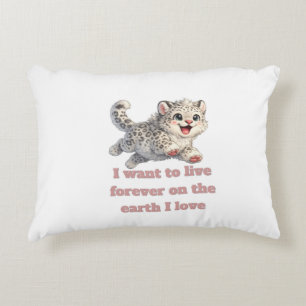 Happy Snow Leopard Wildlife Conservation Inspirati Decorative Cushion