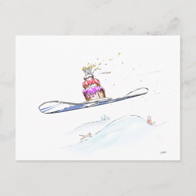 Happy Snowboarding Birthday Postcard (Front)