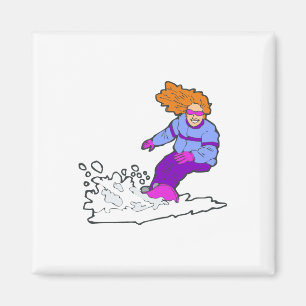 Happy Snowboarding Gal Magnet