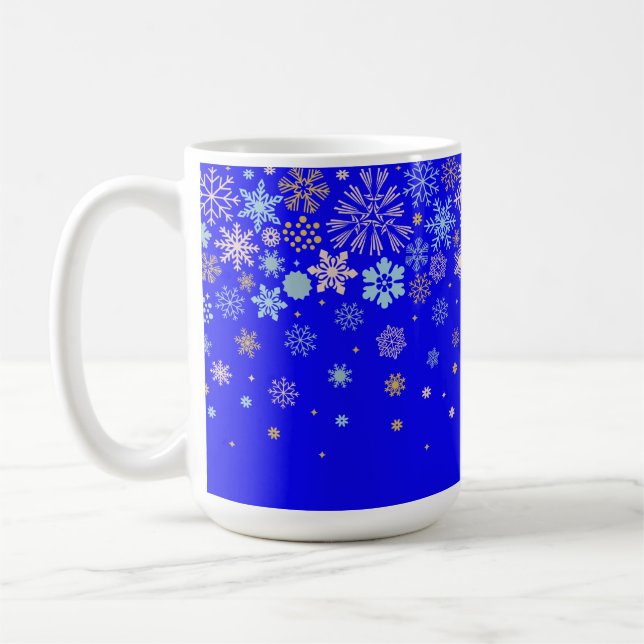 Happy snowflake border coffee mug (Left)
