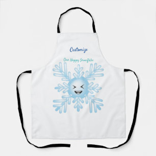 Happy Snowflake Emoticon Thunder_Cove  Apron