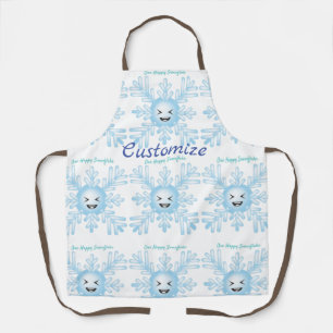 Happy Snowflake Emoticon Thunder_Cove Apron