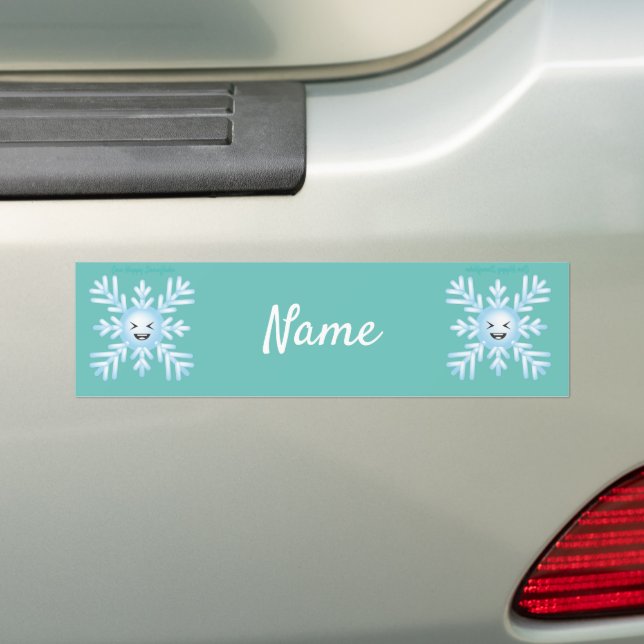 Happy Snowflake Emoticon Thunder_Cove  Bumper Sticker (On Car)