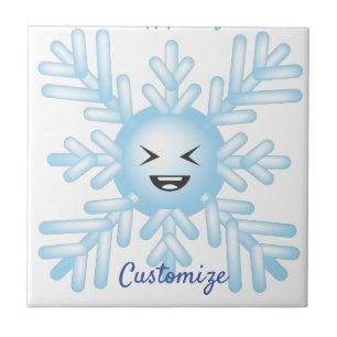 Happy Snowflake Emoticon Thunder_Cove Ceramic Tile