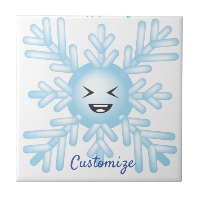 Happy Snowflake Emoticon Thunder_Cove Ceramic Tile (Front)