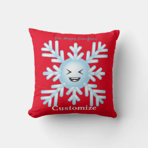 Happy Snowflake Emoticon Thunder_Cove   Cushion