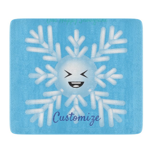 Happy Snowflake Emoticon Thunder_Cove Cutting Board (Front)