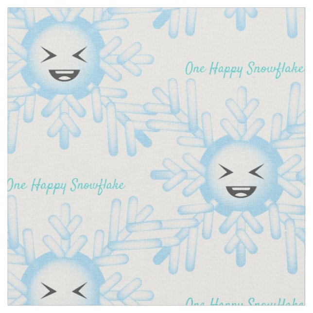 Happy Snowflake Emoticon Thunder_Cove Fabric (Close Up)